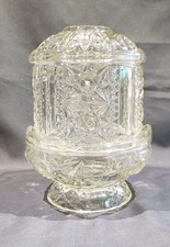 Vtg Indiana Glass Colonial Clear Stars & Bars Fairy Lamp 1970s AS IS READ picture