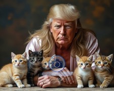 PRESIDENT DONALD TRUMP DEFENDING THE CATS MAGA 8X10 PHOTO picture