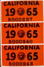 1965 California YOM license plate sticker, DMV, CAL, Registration (One) picture