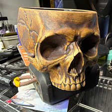 Figural 3D Skull Mug Brown/Black Ceramic Decorated Hot/Cold Drinkware picture