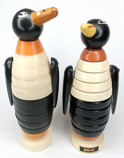 Vintage 1960s Brio Percy Penguin Stacking Toy Set Of 2 Made In Sweden Signed picture