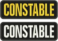 CONSTABLE 2 EMB PATCH 3X10 HOOK ON BACK WHITE & GOLD ON BLACK picture