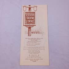 Evans Farm Inn McLean, VA Tri-Fold Brochure c1950s Colonial Dining Vintage  picture