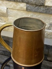Vintage C 19th century handmade  copper measure pitcher Brass Handle picture
