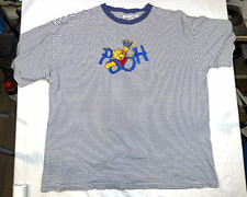 Vintage Disney Store Winnie the Pooh Striped Embroidered T Shirt XXL 2XL 90s picture