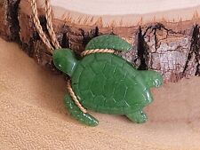 Hawaiian Natural Jade Turtle Necklace Hand Carved Jade Turtle Adjustable Choker picture