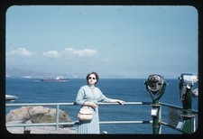 sl47 Slide 1950's Woman Ocean View Tanker Ship San Francisco 224a picture