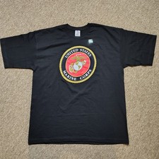 Bayside USMC Marine Corps T-Shirt Men's XL Black Made in USA 100% Cotton picture