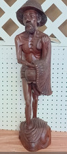 Indonesian Handmade Hand-Carved Wooden Fisherman Sculpture picture