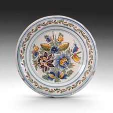 Antique Dutch Delft Polychrome Plate – Floral Decoration, Late 18th Century. picture