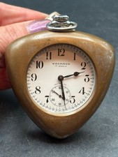 Vintage Wakmann 17 Jewels HTF Mountable Auto Dash Pocket Watch Wind Up Working picture