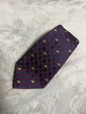 Gucci Tie 8 90 GG Pattern Bee Embroidered Narrow Navy Excellent Used Japan FS picture
