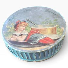 ⁠Antique French Felix Potin Paris Candy Box Lid Litho Sailor Girl C. 1890s⁠ picture
