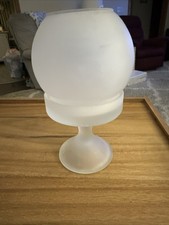 VTG LE Smith Frosted Satin Glass Sphere Pedestal Fairy Lamp MCM picture