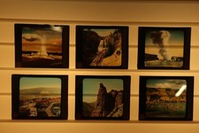 VTG Lot of 28 Magic Lantern Slides Hand Colored Glass - Yellowstone Park picture