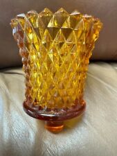 Vintage light gold glass peg votive cup candleholder sconce diamond pattern picture