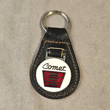 Vintage Mercury Comet Leather Key Fob Keychain Enamel Emblem Shield NOS picture