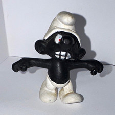 Peyo The Smurfs Black Smurf Figurine, White Hat Pants & Shoes picture