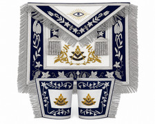 Past Master Blue Lodge Apron Cuff Set White Blue Hand Embroidered Masonic picture