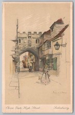 1928 Salisbury England Close Gate High Street M Bales Postcard UK New Preston CT picture