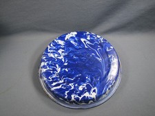 Antique Granite Ware Enamel Swirl Cobalt Blue & White Swirl Pie Pan picture