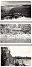 3~Postcards Cape Rosier, ME Maine HIRAM BLAKE CAMP Aerial~Cabin~Boat Landing picture