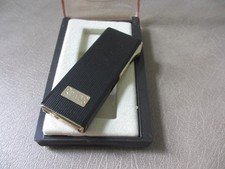 Vintage Battat Korea Gold & Black Tone Butane Slim Pocket Lighter w/Case 
