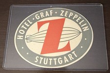 Vintage Air Baggage Oval Label Tag Graf Zeppelin Hotel Stuttgart Germany Mint picture