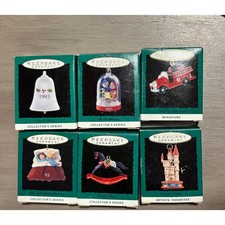 Lot of 6 Hallmark Keepsake Miniature Ornaments 1993 Vintage Christmas picture