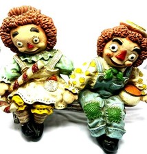 Vintage 1969 Raggedy Ann & Andy Plastic Shelf Sitters Universal Statuary Corp picture