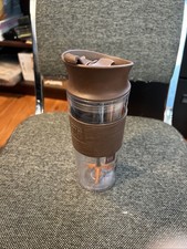 Starbucks VIA Ready Brew Travel Mug Swirl Brown and Clear  Cup Tumbler MIXER picture