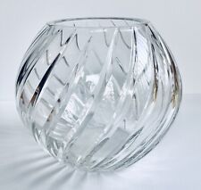 Crystal Rose Bowl with Diagonal Swirl Design - 6