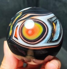 TOP 240G Natural Polished Banded Agate Crystal Sphere Ball Healing R2389 picture