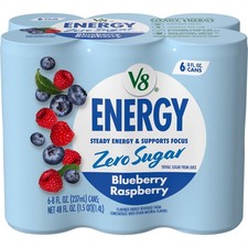 V8 Energy Zero Sugar Blueberry Raspberry Energy Drink, 8 Fl. Oz. Can (6 Pack)- picture