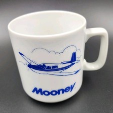 Vintage Mooney M20J 201 Aircraft Coffee Mug Blue White Aviation Pilot Cup USA picture