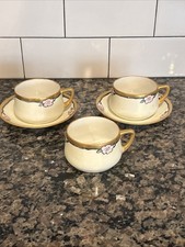 Antique Weimar Porzellan Fine China Cup & Saucer Lot Of 5 Hand-Painted Germany picture