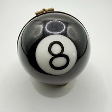 Peint Main Limoges France Chamart Pool Table Billiard Ball 8 Trinket Box Vintage picture