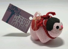 Japanese Inu Hariko Collectible Zodiac Dog Charm Pink Red Fabric Girl's Festival picture