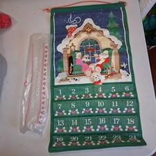 Vintage 1987 Avon Christmas Countdown Advent Calendar Fabric Wall Hanging Mouse picture