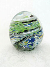 Multi Color Swirled Blown Glass 3.5” Tall Art Glass Paperweight picture