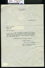 Owen Roberts JSA Coa Hand Signed Supreme Court Justice 1937 Letter Autograph picture