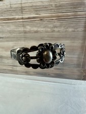VTG Southwest Fred Harvey Era Coin Sterling Silver Thunderbird Design Bracelet picture