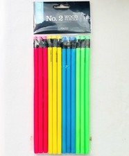 12 Colorful No. 2 Unsharpened Wood Pencils Fluorescent Colors Pen Gear New picture