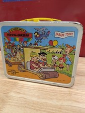 VTG The Funtastic World of Hanna-Barbera Metal Lunchbox Parade Today Flintstones picture
