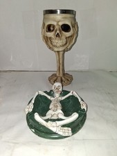 Ebros Gift ossuary skeletal claw hand skull wine goblet and a skeleton Ashtray. picture