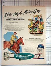 Vintage 1940s Phillips Milk of Magnesia Ad Carousel Horse & Rider Ephemera picture