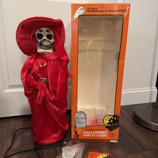 Vintage 1986 Telco Motion-Ettes Animated Halloween Figure Red Skeleton Phantom picture