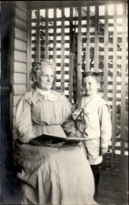 Woman Grandmother and boy with book c1910 FINE Real Photo Postcard bhn picture