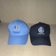 Lot of 2 Hofbräuhaus München Germany Beer Caps HB Logo Adjustable Hats Blue picture