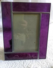 Vtg Carr Photo Art Frame Purple Stained Glass Leaded Easel 7x9 Cathedral Gothic  picture
